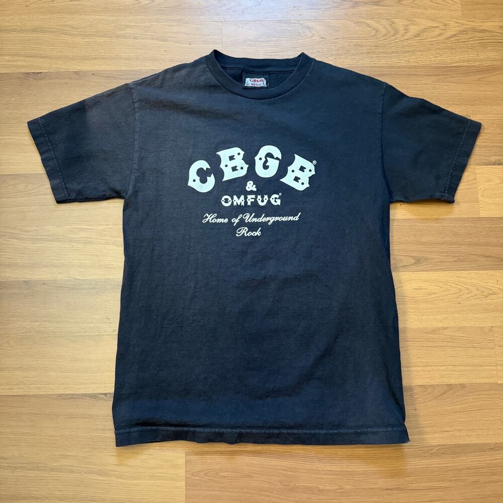 Vintage 90's CBGB & OMFUG Home of Underground Rock Black Tee Shirt Sz Medium VTG